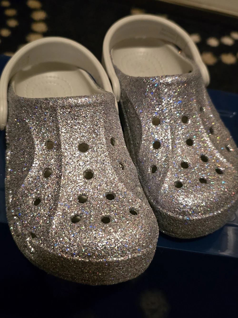 Crocs Kids Glitter Slip-On Clog - Silver
